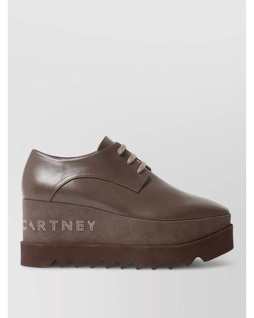 Stella McCartney Brown Elyse Lace Up Logo Wedge Derbies