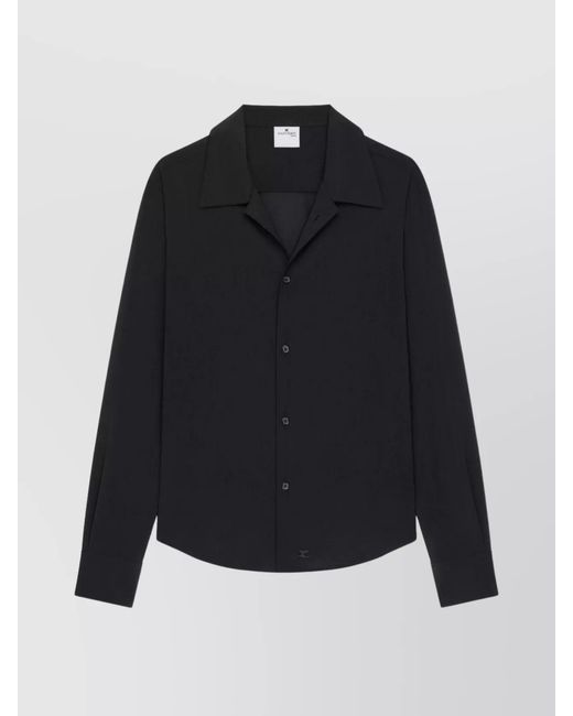 Courreges Blue Long-Sleeve Camp-Collar Shirt for men
