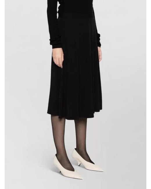 Totême Black Jersey A-Line Pleated Midi Skirt
