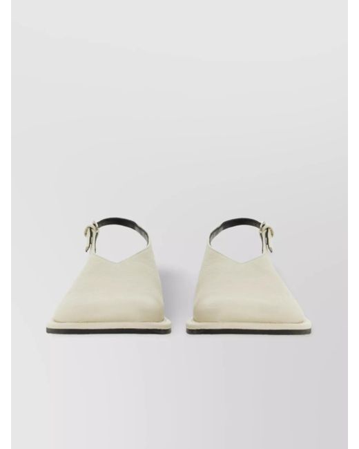 Studio Nicholson Natural "Paley" Buckle Detail Flat Sole Mules