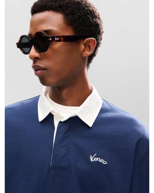 KENZO Blue Logo Polo Shirt Casual Regular Fit for men