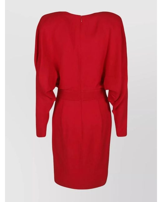 Alexandre Vauthier Red Plunging V-Neck Long-Sleeve Mini Dress