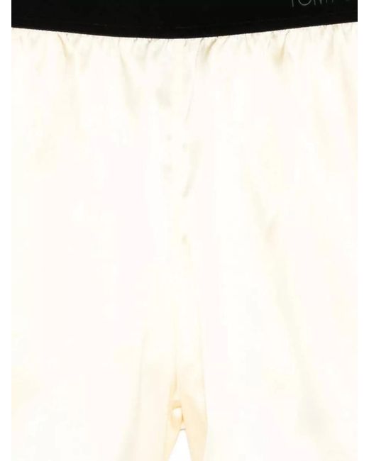 Tom Ford White Silk Elasticated Waist Knee-Length Shorts