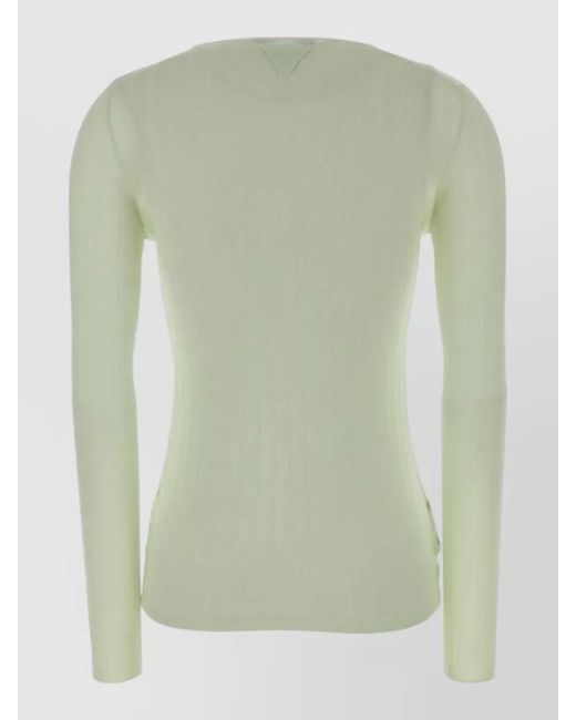Prada Green Crew Neck Knit Sweater Long Sleeves