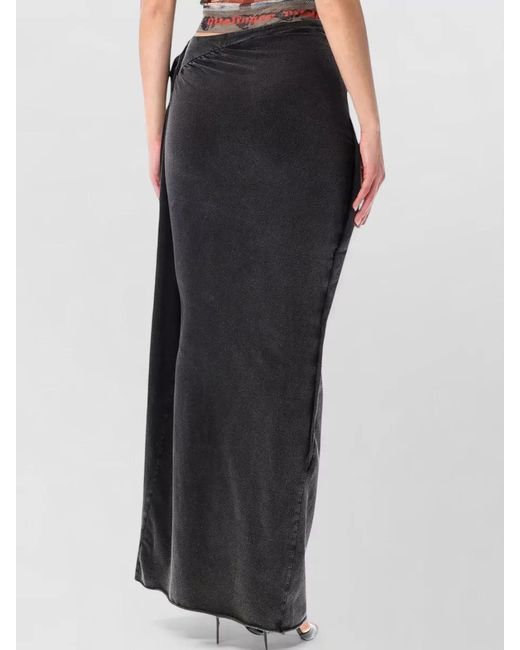 OTTOLINGER Black High Waist Wrap Maxi Skirt Side Drape