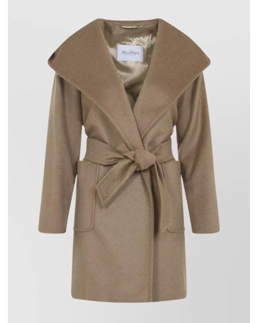 Max Mara Natural Waist Belted Knee Length Coat