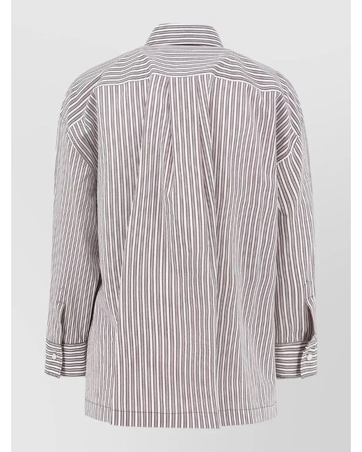 Brunello Cucinelli Gray Striped Shirt