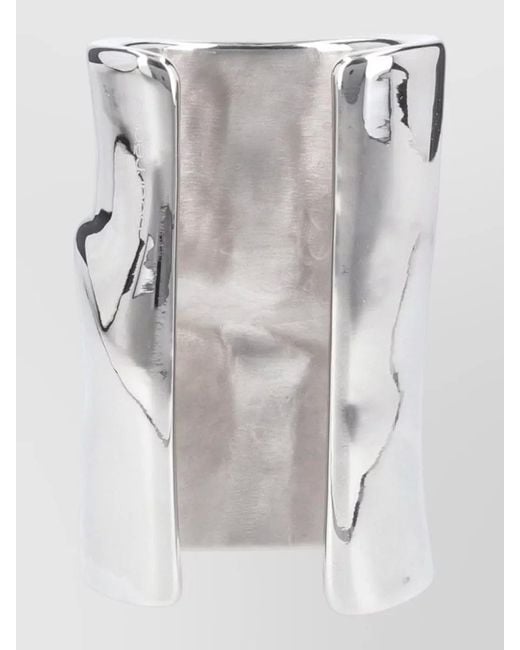 Courreges Gray Sculptural Open Cuff Bracelet Polished Finish