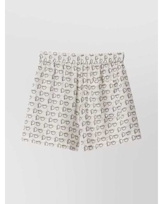 Burberry White Silk Printed Shorts