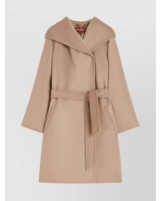 Max Mara Natural Waist Belted Hooded Wrap Coat