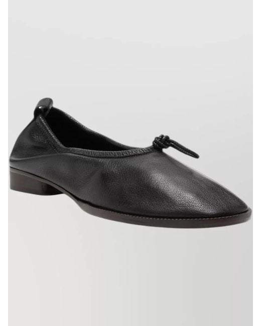 Hereu Black Pointed Toe Leather Ballet Loafers
