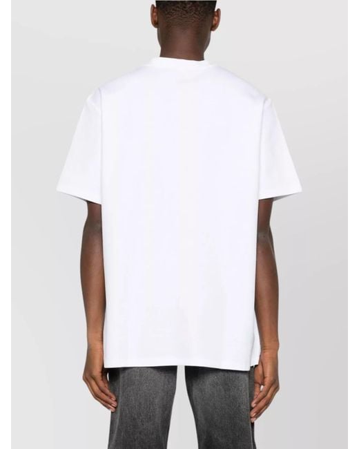 Balmain White Ribbed Crewneck Logo-Embroidered T-Shirt for men