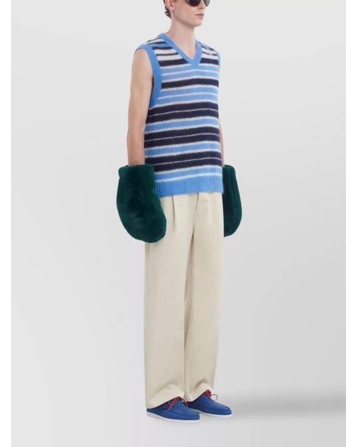 Marni Blue Mohair Blend V-Neck Sleeveless Sweater for men