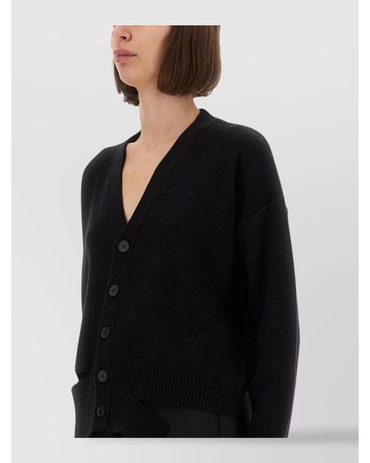MM6 by Maison Margiela Black Relaxed-Fit Wool Cardigan