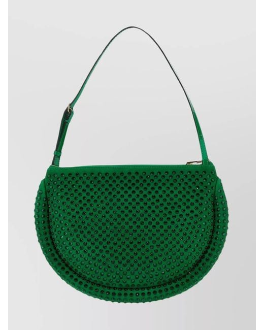 J.W. Anderson Green Suede Moon Shoulder Bag With Studded Strap