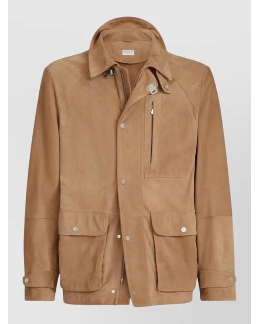 Brunello Cucinelli Brown Suede Field Jacket for men