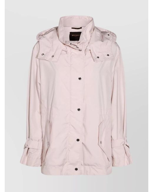 Moorer Pink Casual Jacket With Adjustable Cuffs And Hood