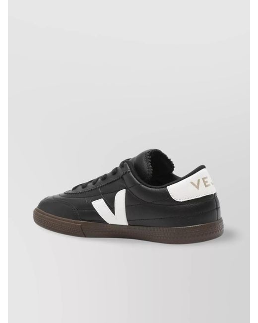 Veja Black Low-Top Rubber Sole Sneakers With Contrast Tab for men