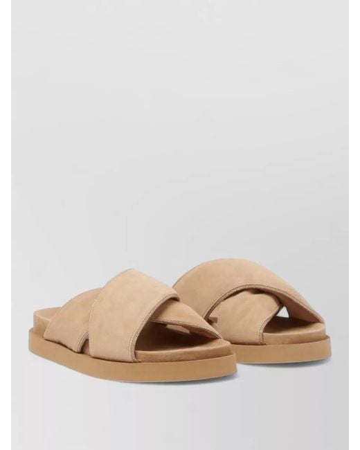 Fabiana Filippi Natural Sandals Open Toe Flat Sole Silk Nylon