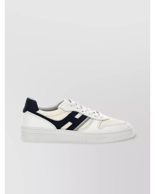Hogan White Leather Sneakers With Color Block Design for men