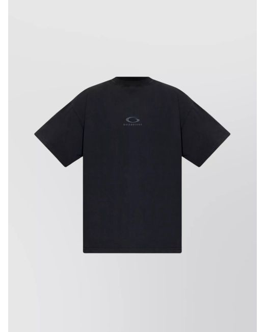 Balenciaga Black Crew Neck Top With Short Sleeves Design