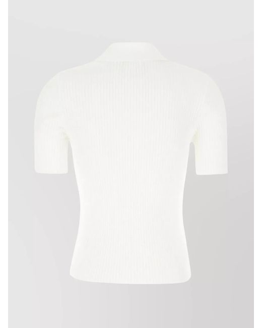 Courreges White Cotton Polo Top