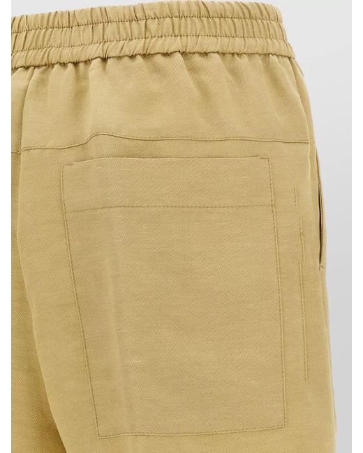 Nude Natural Linen Bermuda Shorts Elastic Waistband Pockets