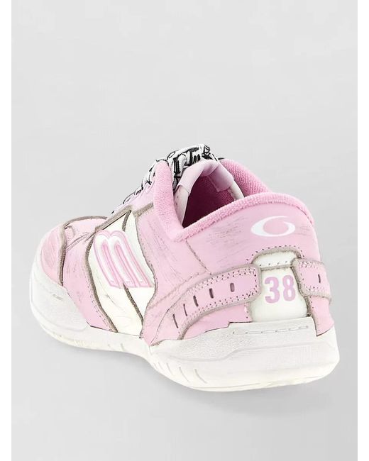 Balenciaga Pink Leather Hamptons Lace-Up Sneakers