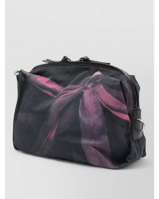 Dries Van Noten Gray Shoulder Bag Adjustable Strap Floral Print Hardware for men