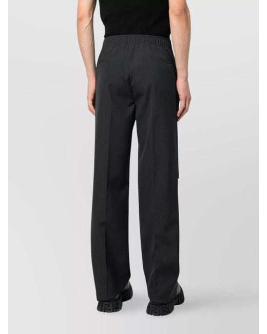 Givenchy Black Wool Cutout Wide-Leg Trousers for men