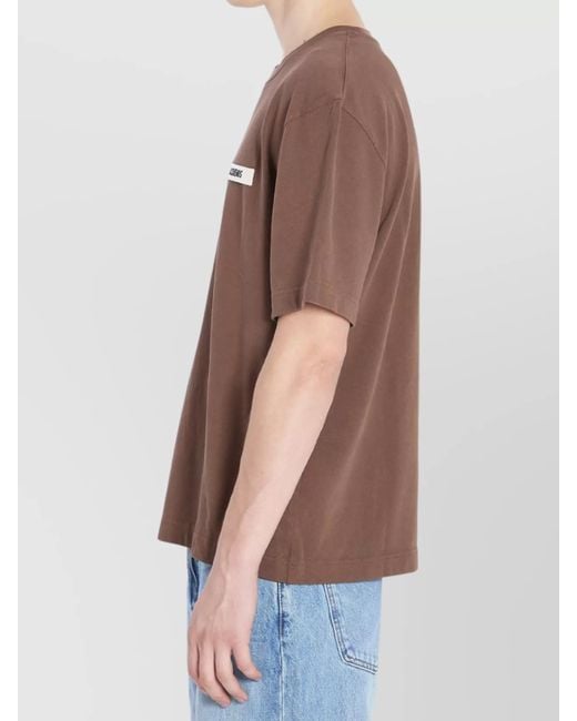 Jacquemus Blue Organic Cotton Crewneck T-Shirt With Short Sleeves for men