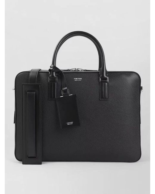 Tom Ford Black Elliot Leather Briefcase Structured Silhouette for men