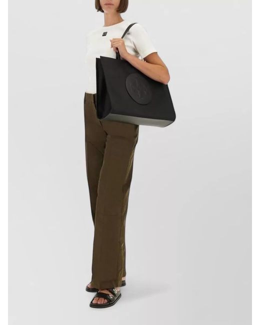 Tory Burch White Cotton Trousers Straight Leg Belt Loops Pockets