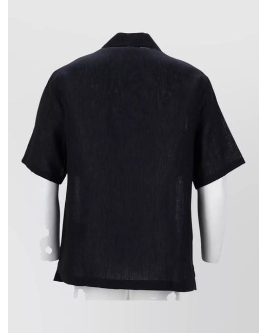 Herno Black Short Sleeve Collared Shirt Chest Pockets for men