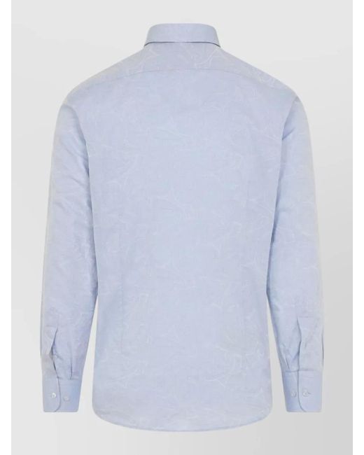 Etro Blue Cotton Paisley-Jacquard Regular-Fit Button-Down Shirt for men