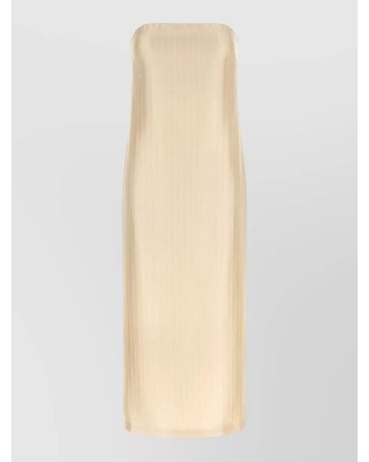 Loulou de Saison Natural Giulia Strapless Midi Skirt Fitted Slit