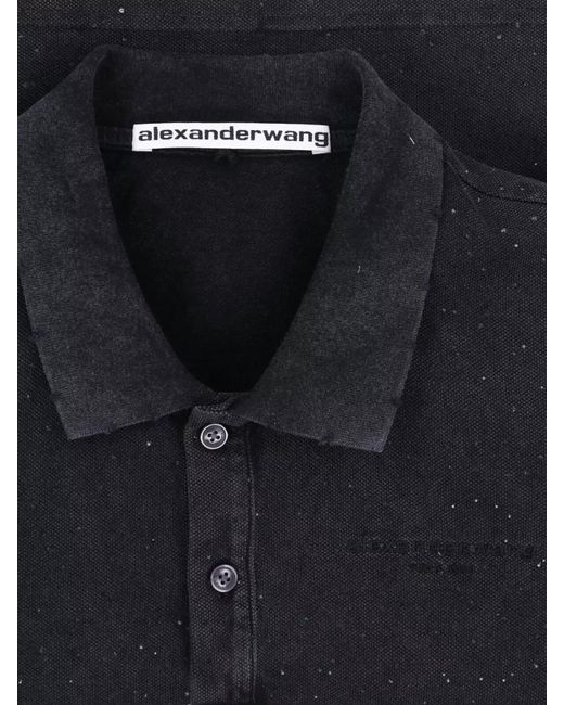Alexander Wang Black Collared Denim Peplum Shirt Casual Style