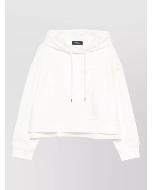 Sportmax White Slogan Hooded Sweatshirt Drawstring Hood