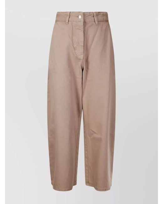 Studio Nicholson Natural Denim Wide Leg Cropped Jeans
