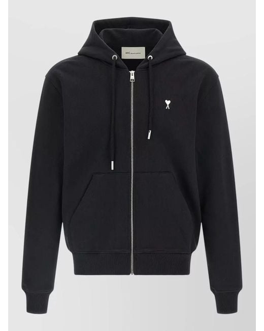 AMI Blue Hooded Jacket Drawstring Hood Kangaroo Pocket for men