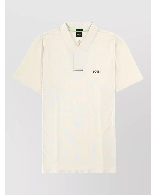 Boss Natural Short Sleeve Polo Collar Knit Top for men