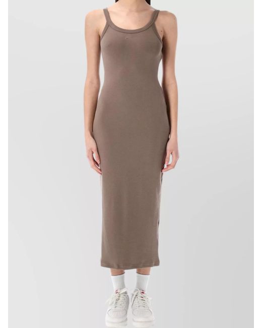 Nike Ribbed Tank Midi Dress in Brown | Lyst UK