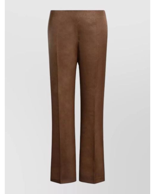 Alberta Ferretti Women's Brown Tailored Pants High Waist Button Detail