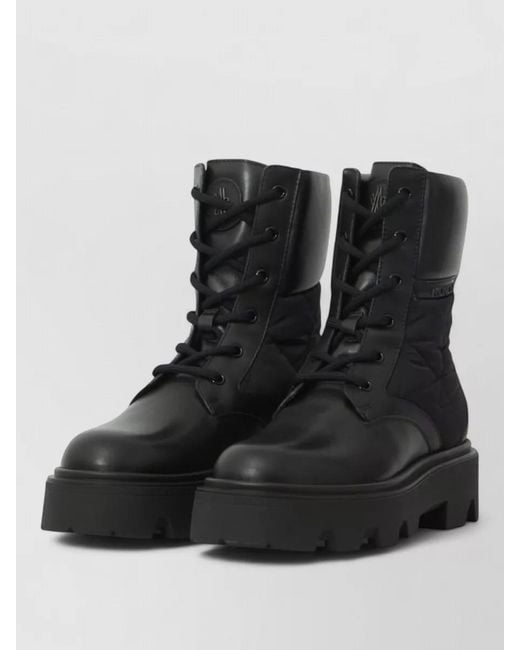 Moncler Black Aurea Lace Up Ankle Boots Leather