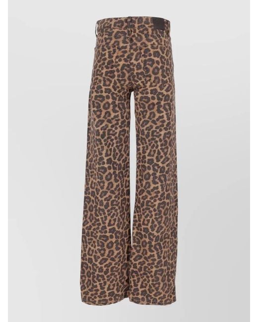 Anine Bing Brown Hugh Jean Leopard Print Wide Leg Trousers