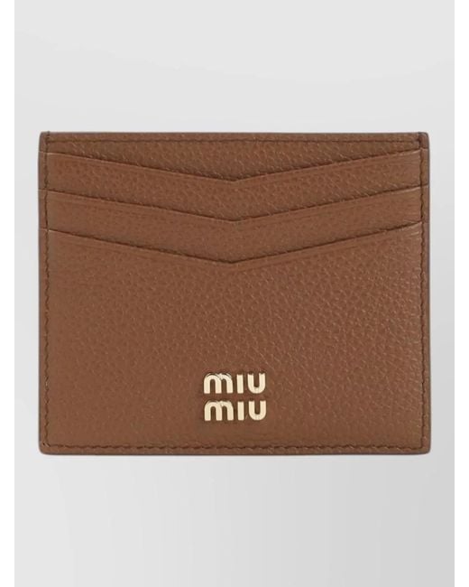 Miu Miu Brown Calf Leather Keyring Card Holder
