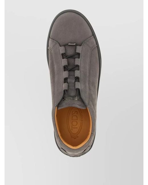 Tod's Gray Lace Up Nubuck Sneakers Low Top Sole for men