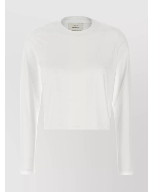Loulou de Saison White Supima Cotton Cropped Long-Sleeve T-Shirt