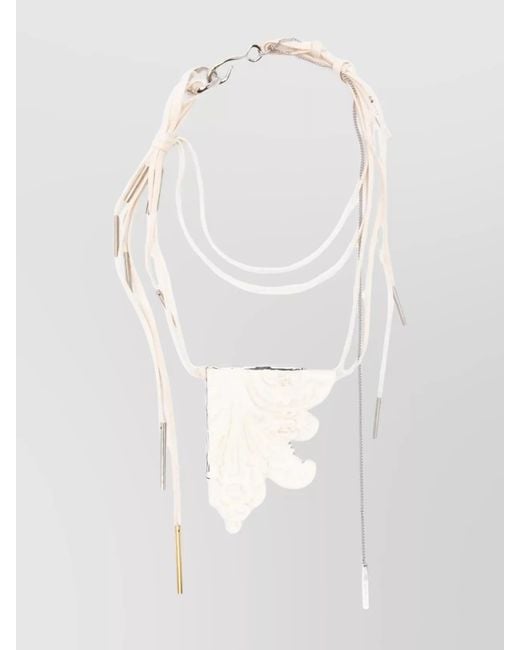Dries Van Noten White Carved Pendant Necklace