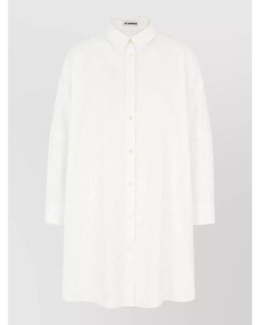 Jil Sander White Longline Shirt Dress Flowing Tailored Design